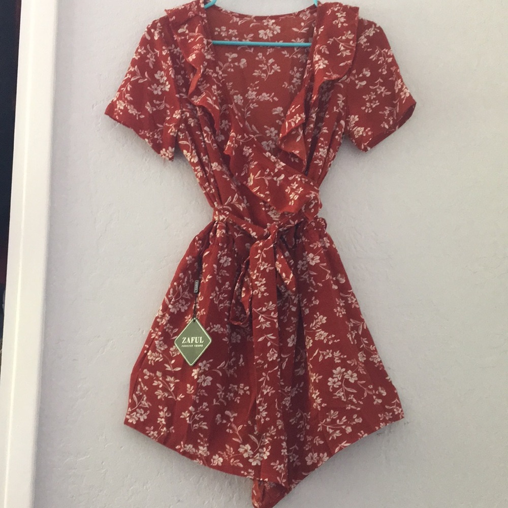 Red floral  romper